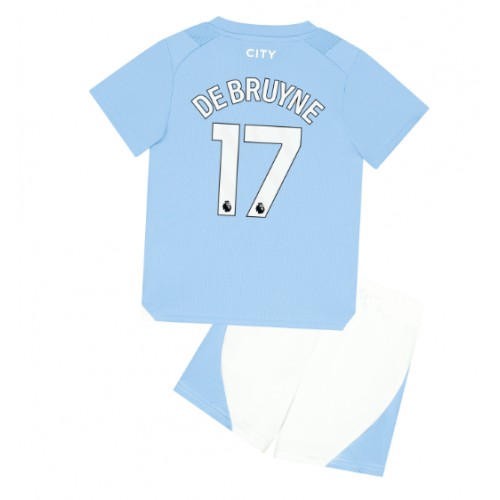 Fotballdrakt Barn Manchester City Kevin De Bruyne #17 Hjemmedraktsett 2023-24 Kortermet (+ Korte bukser)
